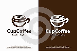 coffee cup logo in simple line concept