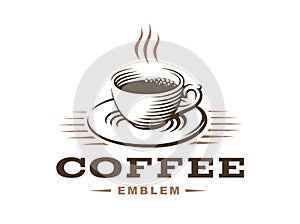 Coffee cup logo - vector illustration, emblem on white background