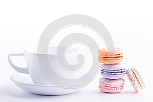 Coffee cup and macarons