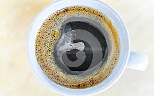Coffee cup on marble table background in Brest Belarus