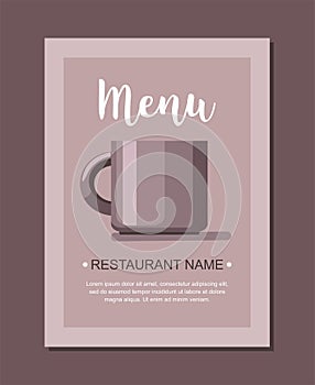 Coffee cup menu template for restaurant. Vector