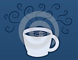 Coffee Cup Mug with Blue Steam