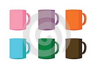 Coffee cup Multi color and many coffee cups Multi color pink purple orange blue green brown