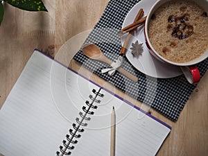 coffee cup and notepad