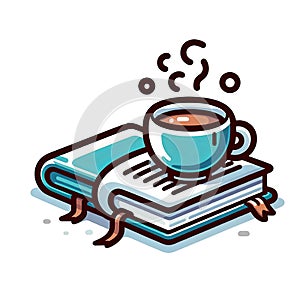 Coffee Cup on Open Book Illustration