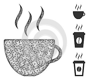 Coffee Cup Polygonal Web Vector Mesh Illustration