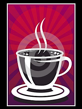 Coffee cup poster design retro style