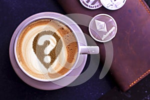 Coffee cup with question mark