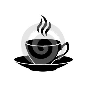 Coffee cup with saucer and flavor icon
