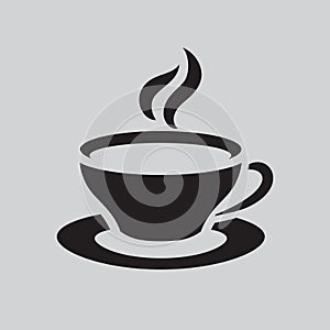 Coffee cup and saucer icon. Hot tea drink symbol for Cafe or Restaurant. Vector illustration