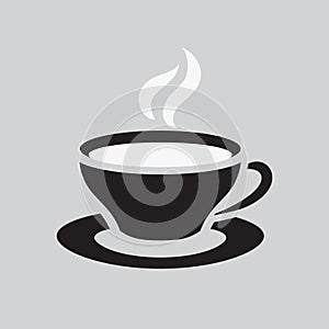 Coffee cup and saucer icon. Hot tea drink symbol for Cafe or Restaurant. Vector illustration