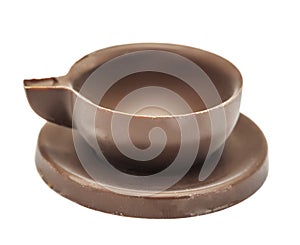 Coffee cup and saucer made of chocolate