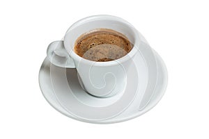 Coffee cup and saucer on a white background