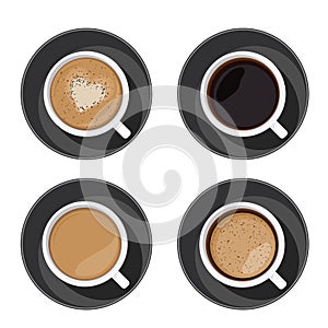 Coffee cup set top view