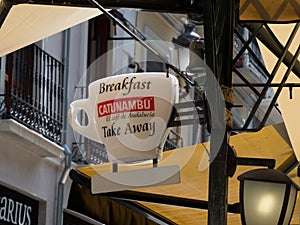 Coffee cup sign in Granada, Andalusia, Spain, Espana