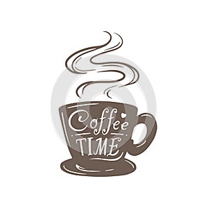 Coffee cup silhouette label.coffee time