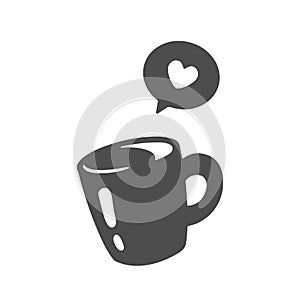 Coffee cup silhouette label.coffee time.