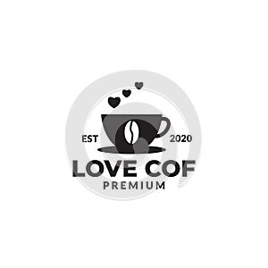 Coffee Cup Silhouette With Steam Love logo design for coffee shop and drink shop