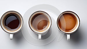 Coffee cup sizes isolated on white background.