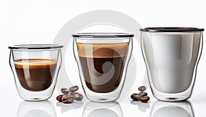 Coffee cup sizes isolated on white background.