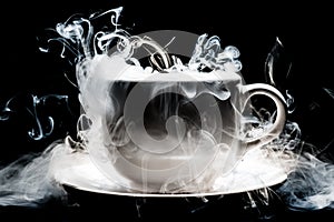 A Coffee cup smoke abstract art