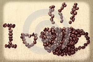 Coffee cup and smoke shape by coffee beans