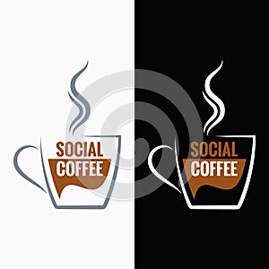 Coffee cup social media concept background