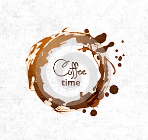 Coffee cup stains on white background