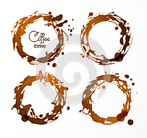 Coffee cup stains on white background