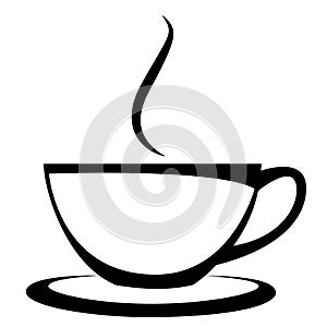 Coffee cup with steam contour image isolated