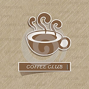 Coffee cup sticker on brown paper