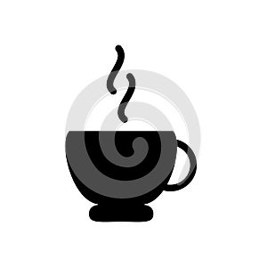 Coffee cup symbol flat black line icon, Vector Illustration