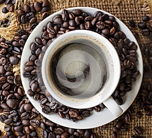 Coffee cup on table top