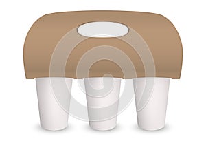 Coffee cup takeaway pack holder mockup vector 3D