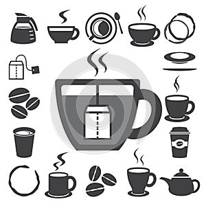 Coffee cup and Tea cup icon set.Illustration
