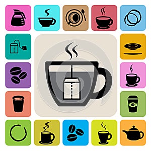 Coffee cup and Tea cup icon set.Illustration