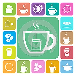 Coffee cup and Tea cup icon set.Illustration