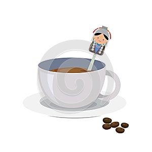 hot coffee cup and bean