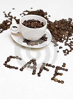 Coffee cup text - 'cafe'