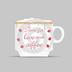 Coffee cup with time for love on it illustration