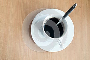 Coffee cup top view on wooden table background, Coffee, Cup, Coffee Cup