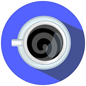 Coffee cup vector illustration in flat style, white cup with coffee