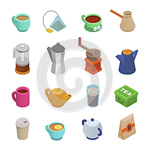 Coffee cup vector teacup icon isometric coffeecup and mug espresso beverages in coffeeshop illustration set of coffee