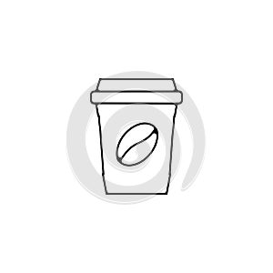 Coffee cup line icon. Disposable cup Hand Drawn thin line icon