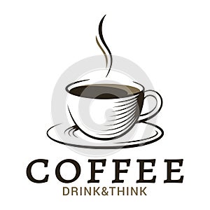 Coffee cup vintage logo on white background