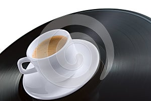 Coffee-cup on vinyl record