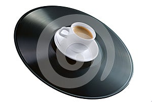 Coffee-cup on vinyl record