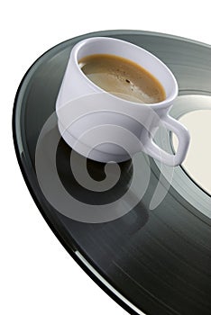 Coffee-cup on vinyl record