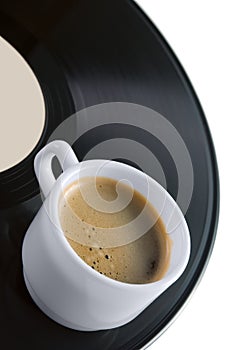 Coffee-cup on vinyl record