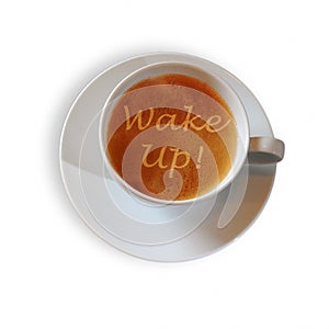 Coffee cup with Wake Up! scripture